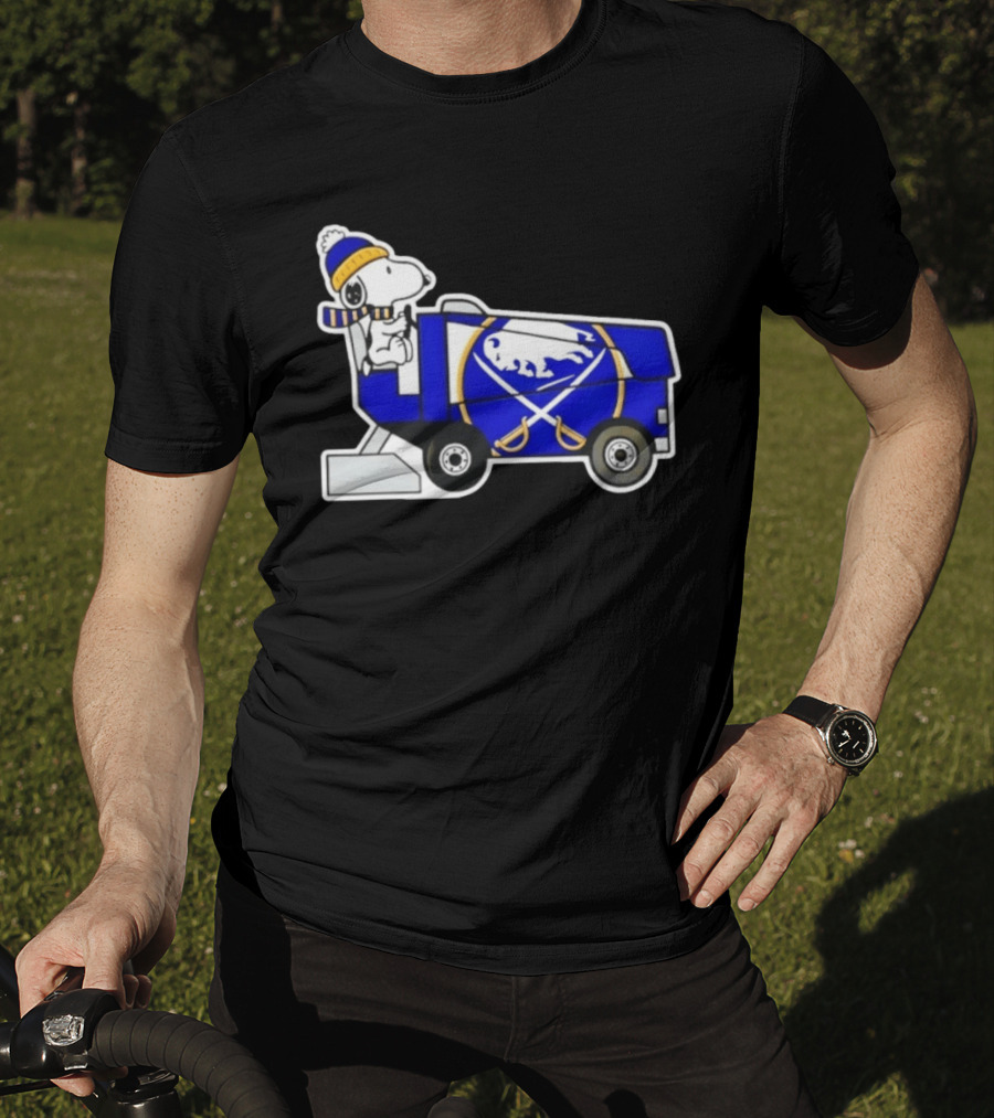 Snoopy Driving Buffalo Sabres NHL Ice Resurfacer Cartoon T-Shirt