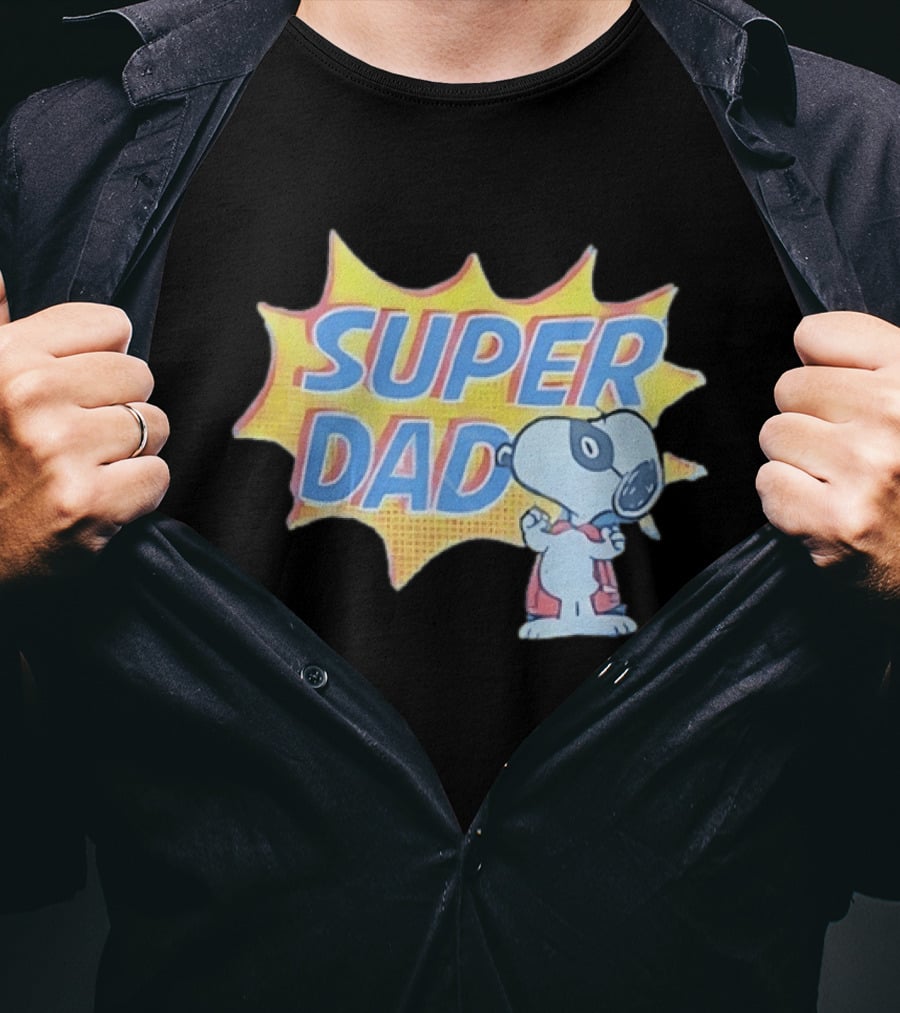 Snoopy Super Dad Peanuts Father's Day Superhero Comic T-Shirt
