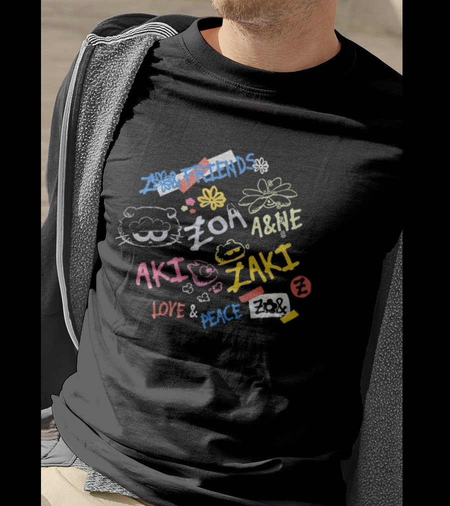 Zoa Aki Zaki Friends Love Peace A&NE T-Shirt
