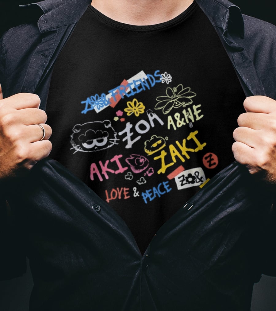 Zoa Aki Zaki Friends Love Peace A&NE T-Shirt