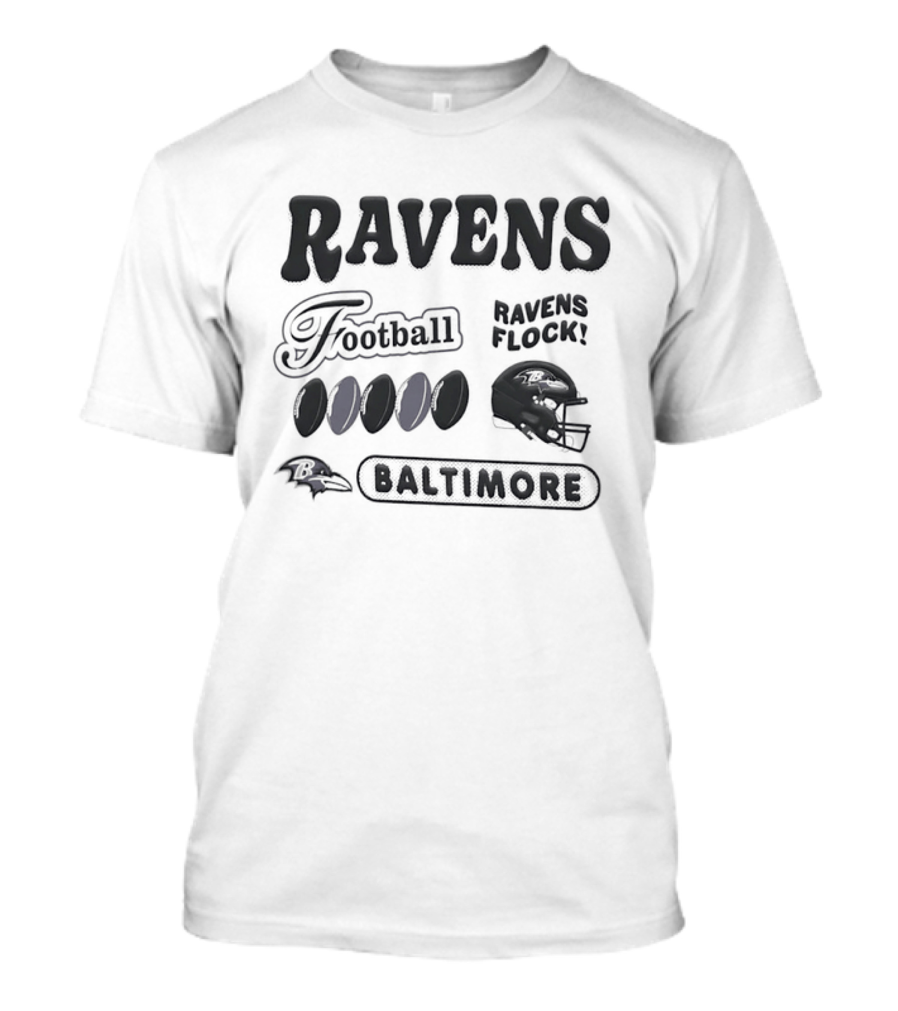 Baltimore Ravens Flock Football Helmet Baltimore Ravens T-Shirt
