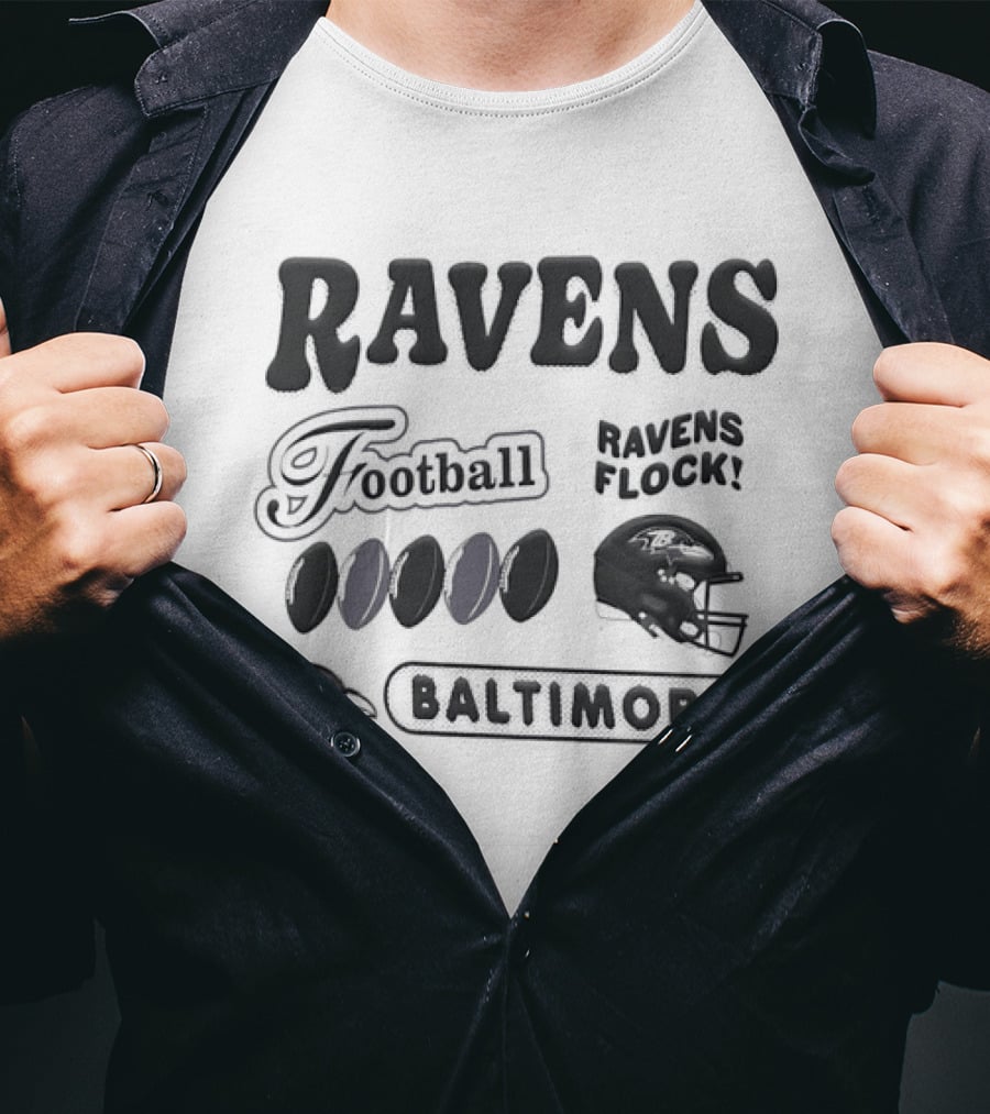 Baltimore Ravens Flock Football Helmet Baltimore Ravens T-Shirt