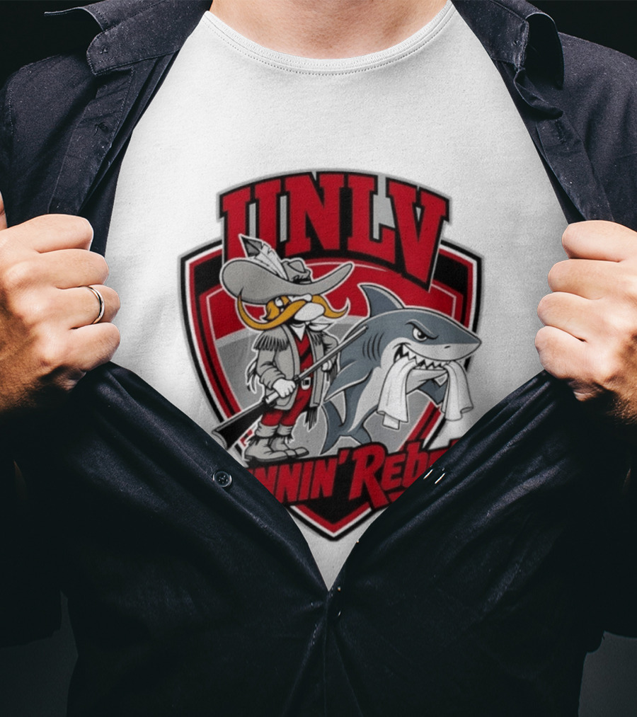 UNLV Runnin Rebels Mascot Shark And Gunslinger NCAA College Basketball T-Shirt