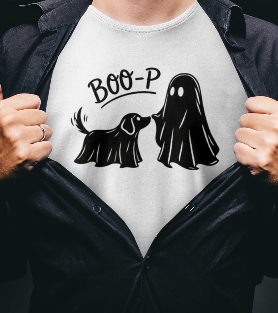 BOO P Ghost Dog Halloween Spooky T-Shirt