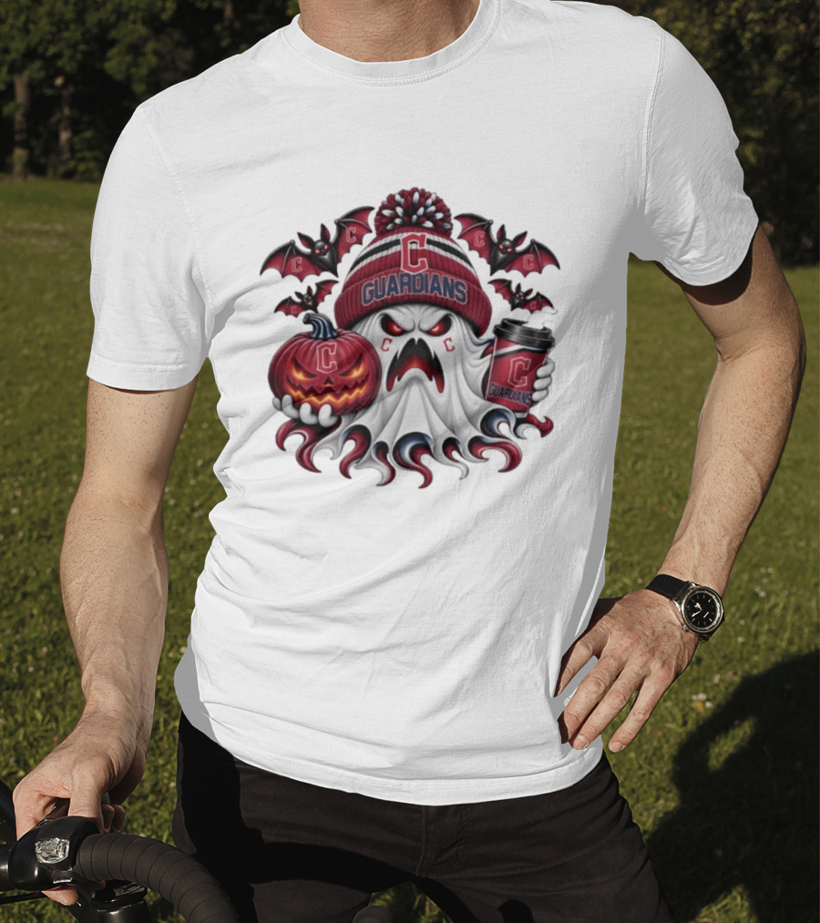 Cleveland Guardians Ghost Halloween Coffee Bat Pumpkin Spooky T-Shirt