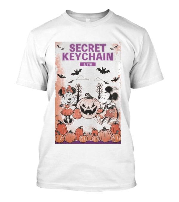 Mickey And Minnie Halloween Secret Keychain Collection With Pumpkins And Bats 2026 T-Shirt