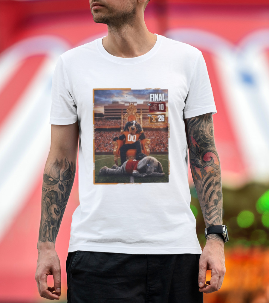 Final Score Tennessee Volunteers 26 Alabama Crimson Tide 10 College Football Victory T-Shirt
