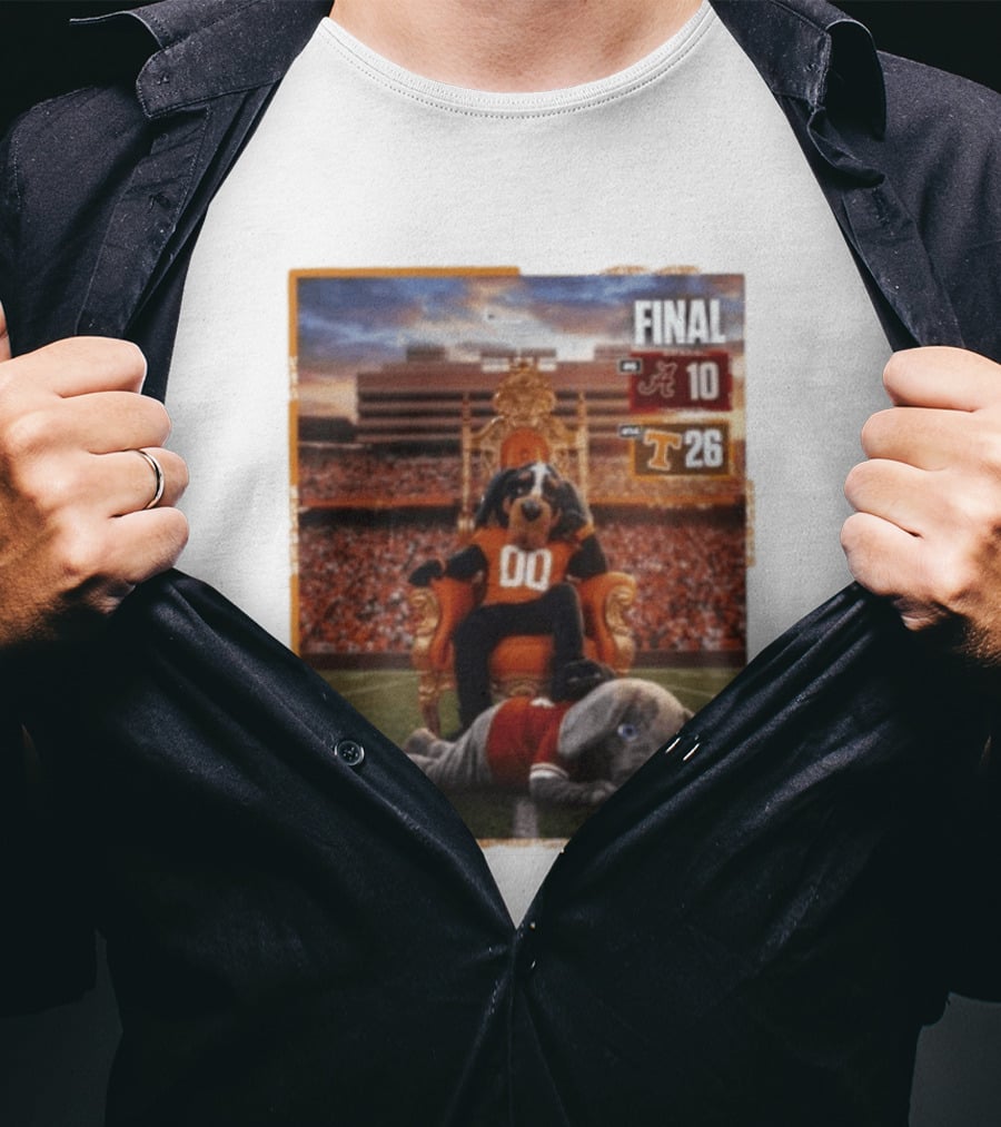 Final Score Tennessee Volunteers 26 Alabama Crimson Tide 10 College Football Victory T-Shirt