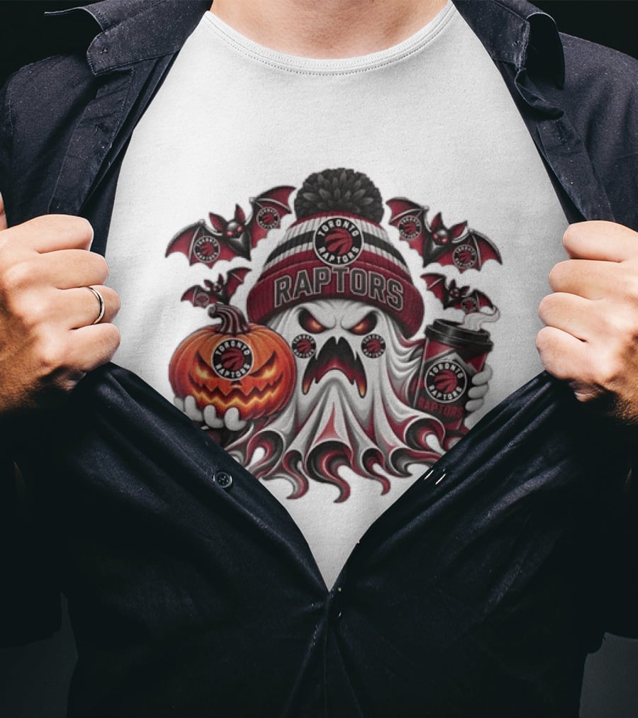Toronto Raptors Halloween Ghost Pumpkin Coffee Spooky Bats T-Shirt