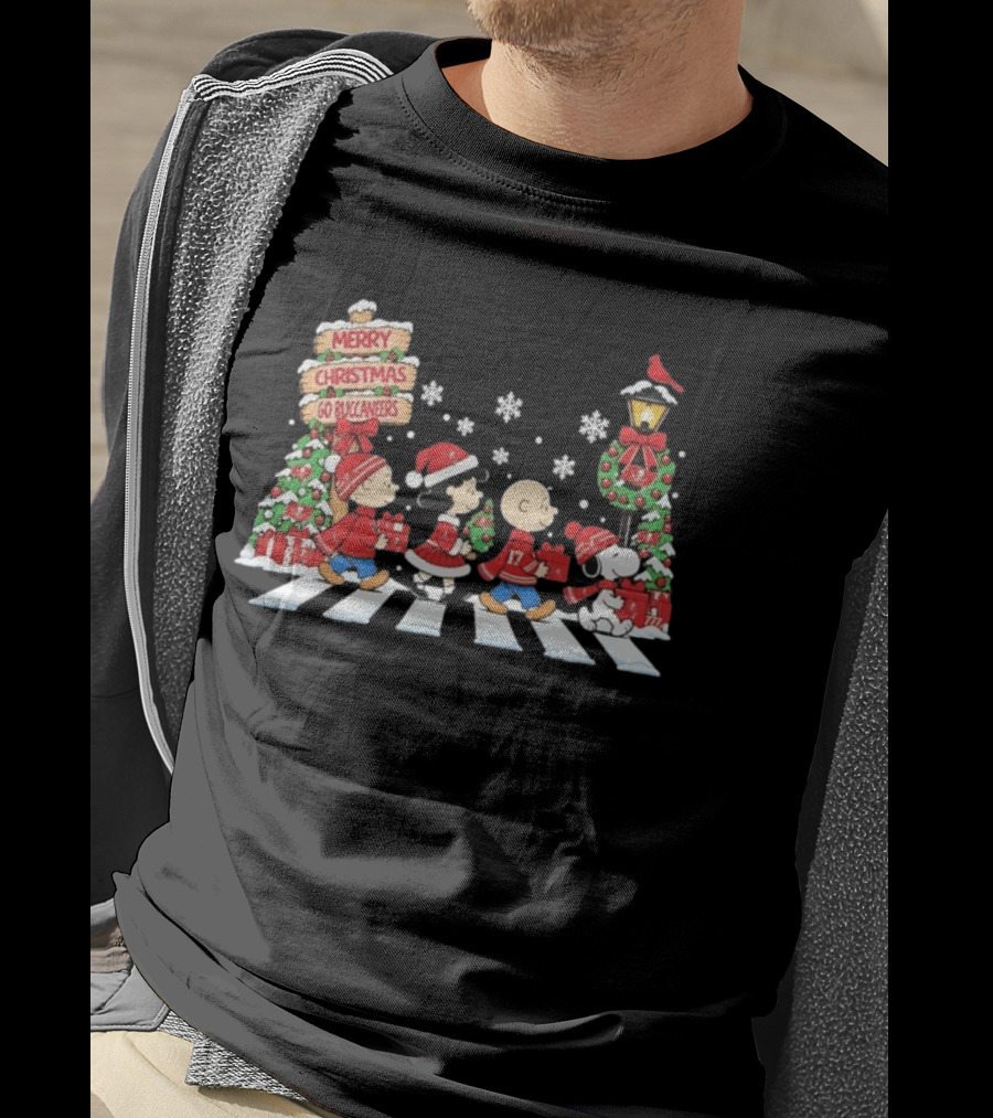 Merry Christmas Go Buccaneers Charlie Brown Snoopy Woodstock Tampa Bay Holiday T-Shirt
