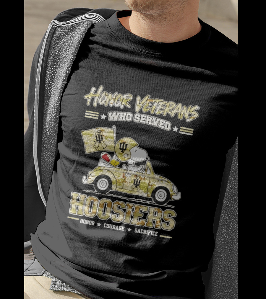Indiana Hoosiers Snoopy Honor Veterans Who Served Courage Sacrifice T-Shirt