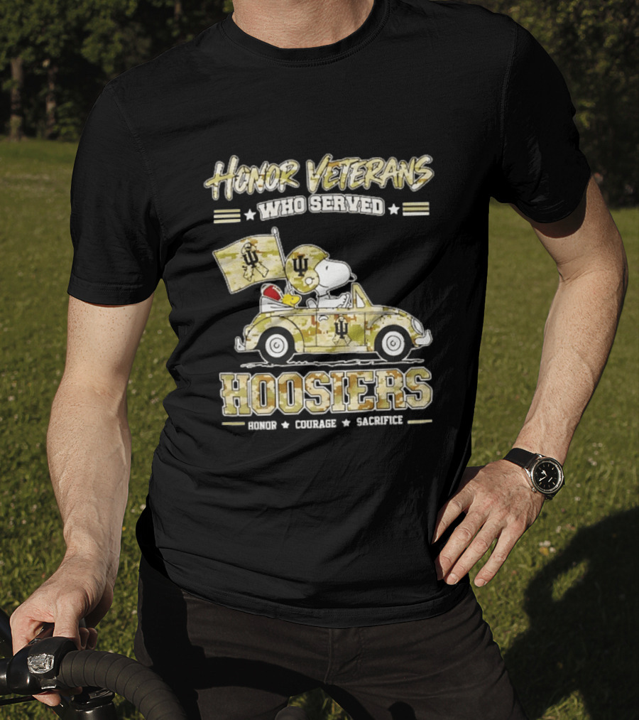Indiana Hoosiers Snoopy Honor Veterans Who Served Courage Sacrifice T-Shirt