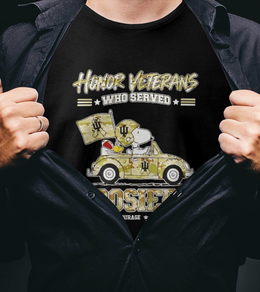 Indiana Hoosiers Snoopy Honor Veterans Who Served Courage Sacrifice T-Shirt