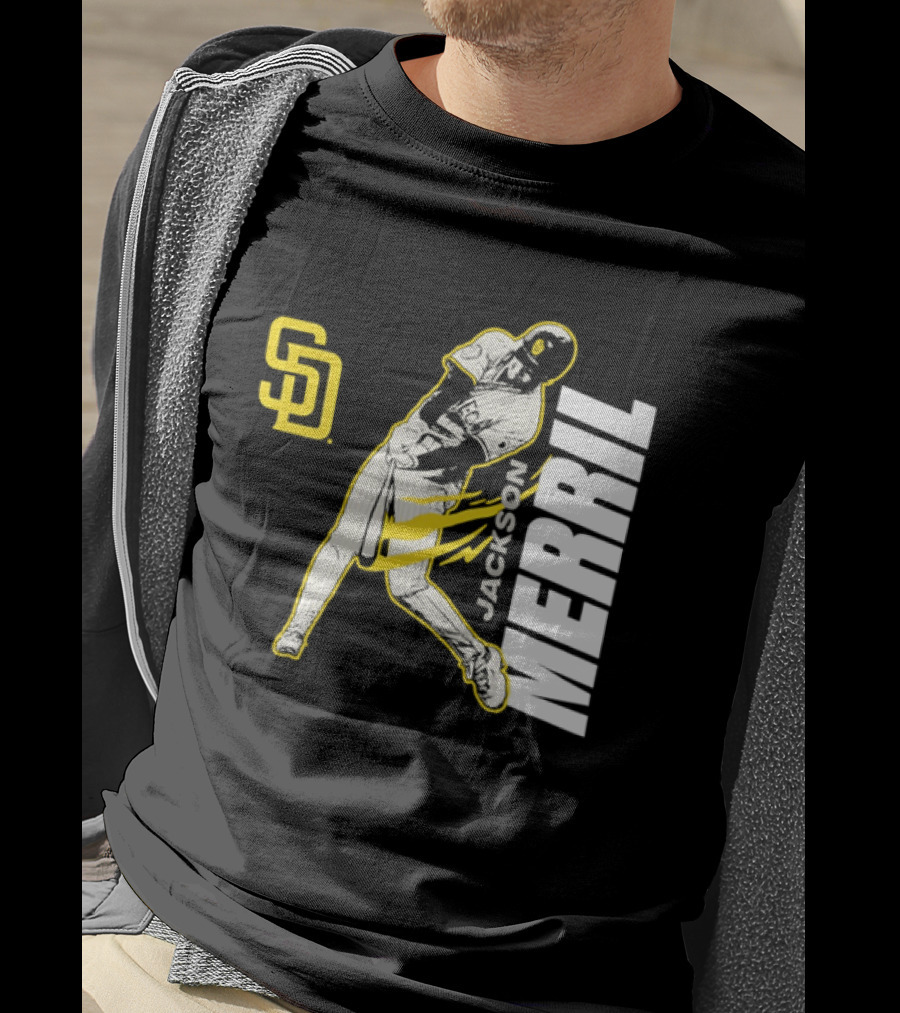 Jackson Merrill San Diego Padres SD Swinging Baseball Player T-Shirt