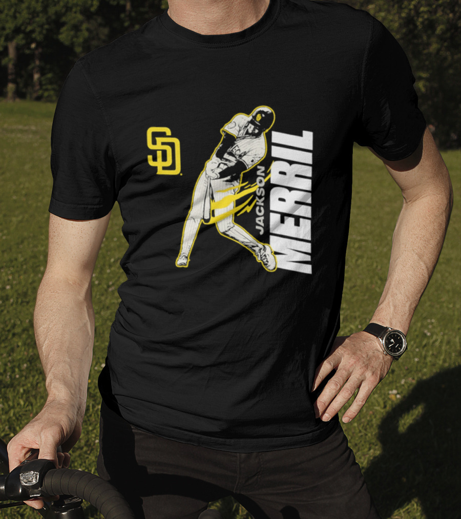 Jackson Merrill San Diego Padres SD Swinging Baseball Player T-Shirt
