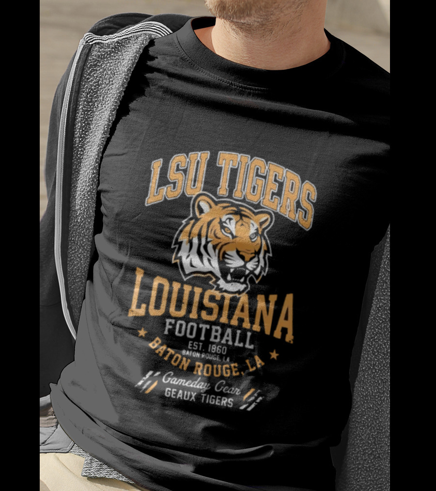 LSU Tigers Louisiana Football Baton Rouge Gameday Gear Geaux Tigers Est 1860 T-Shirt