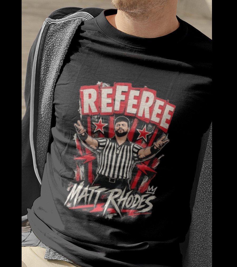Matt Rhodes Referee Wrestling Distressed Star Burst T-Shirt