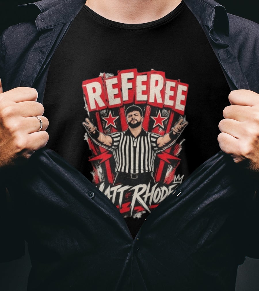 Matt Rhodes Referee Wrestling Distressed Star Burst T-Shirt