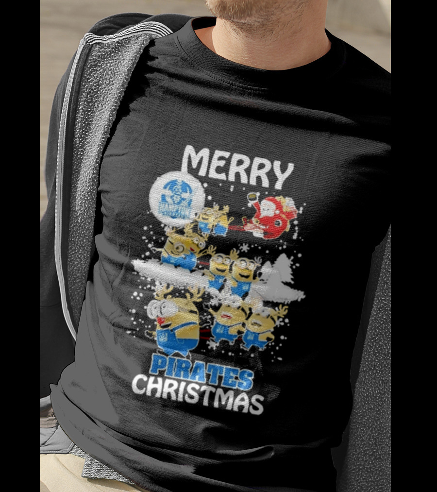 Merry Hampton Pirates Christmas Minions Festive Celebration T-Shirt