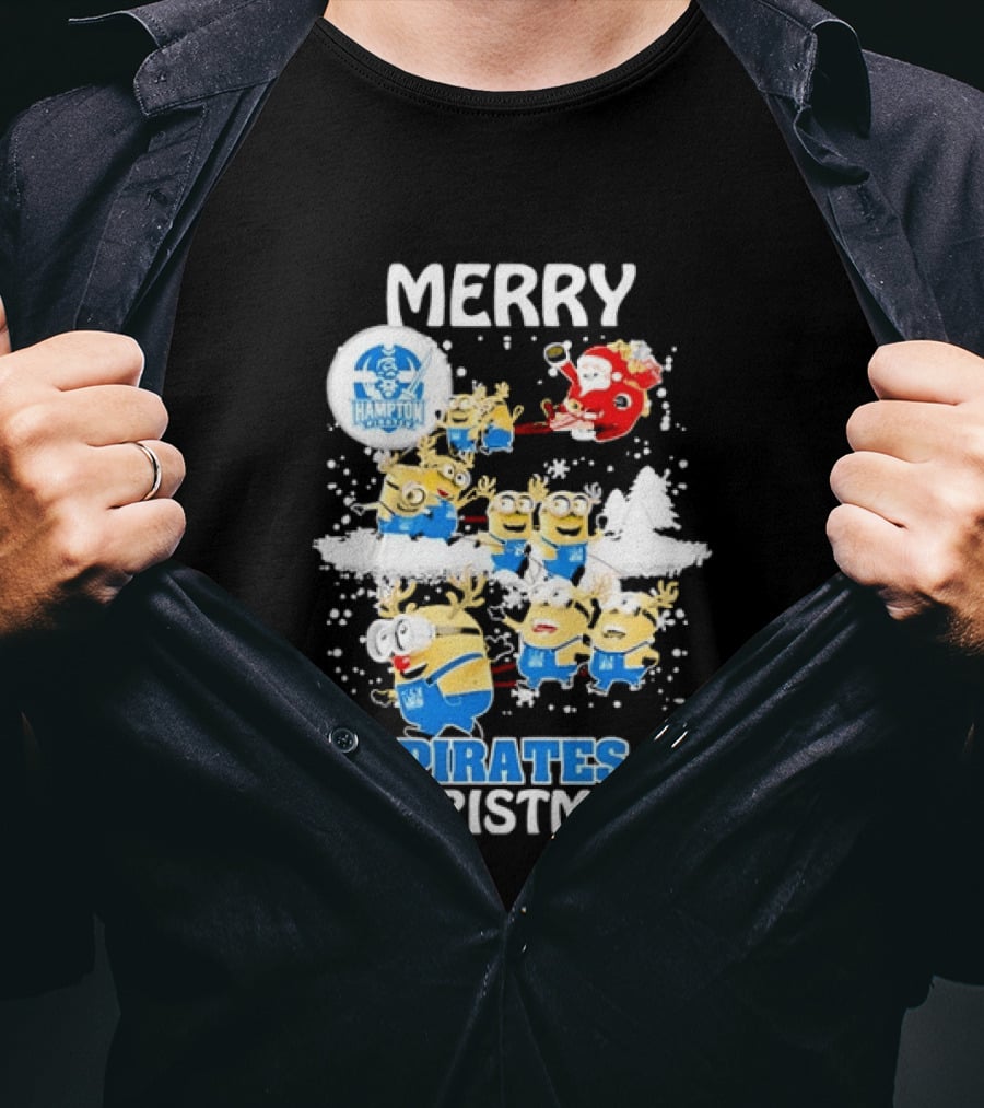 Merry Hampton Pirates Christmas Minions Festive Celebration T-Shirt