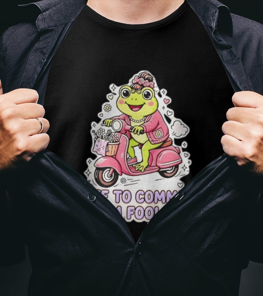 Off To Commit Mom Foolery Frog Headband Riding Scooter T-Shirt