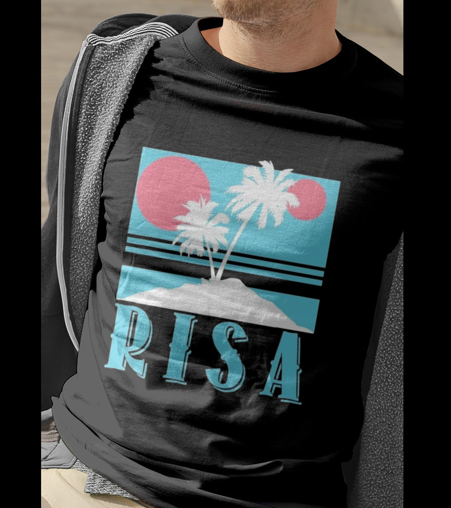 Risa Tropical Island Vacation Palm Trees And Sunset T-Shirt