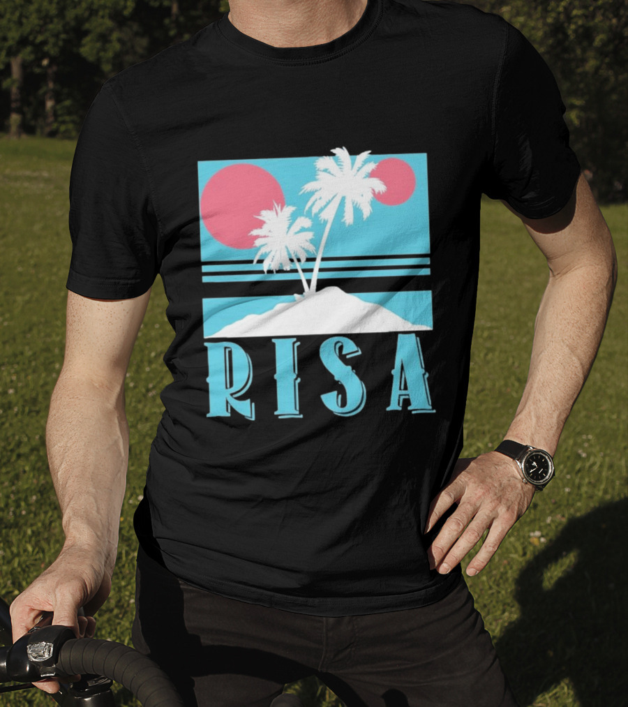 Risa Tropical Island Vacation Palm Trees And Sunset T-Shirt
