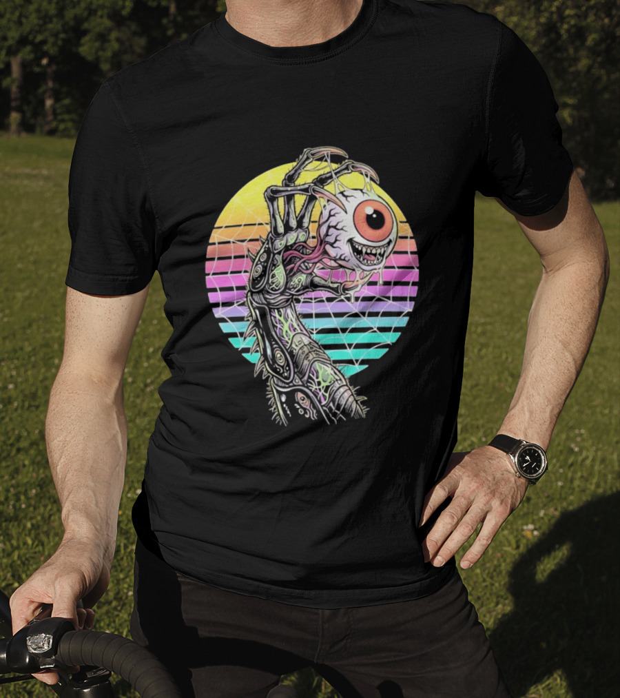 Creepy Eyeball Held By Alien Claw Sunset T-Shirt