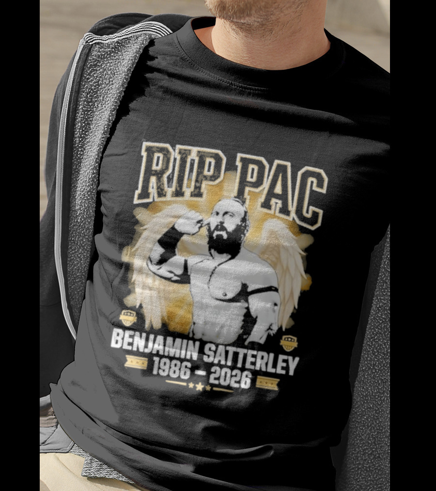 RIP PAC Benjamin Satterley 1986 2026 Memorial Wrestling Angel Wings T-Shirt