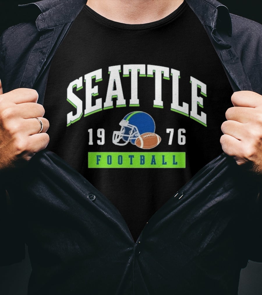 Seattle Seahawks Football 1976 Helmet And Ball T-Shirt