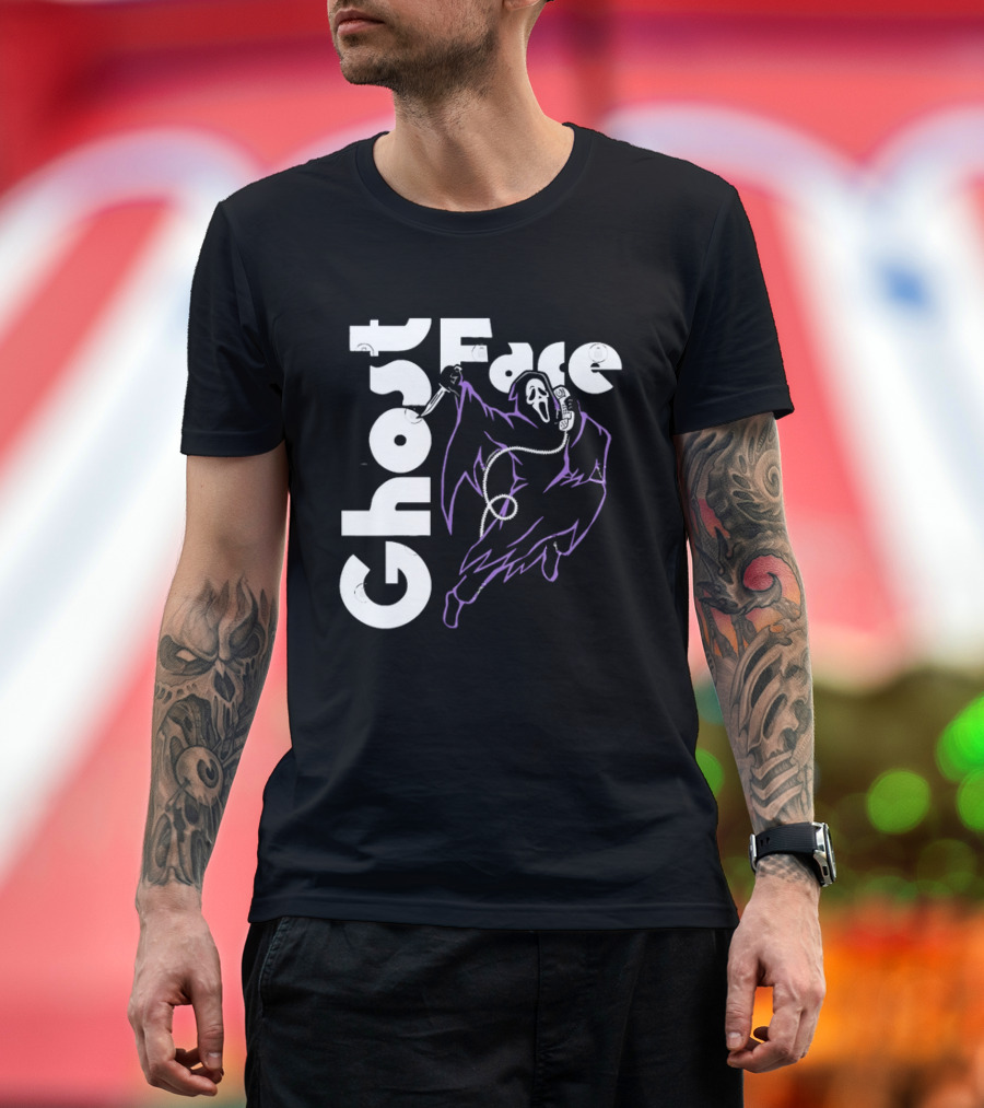 Ghost Face Horror Movie Scream Iconic Mask With Knife T-Shirt