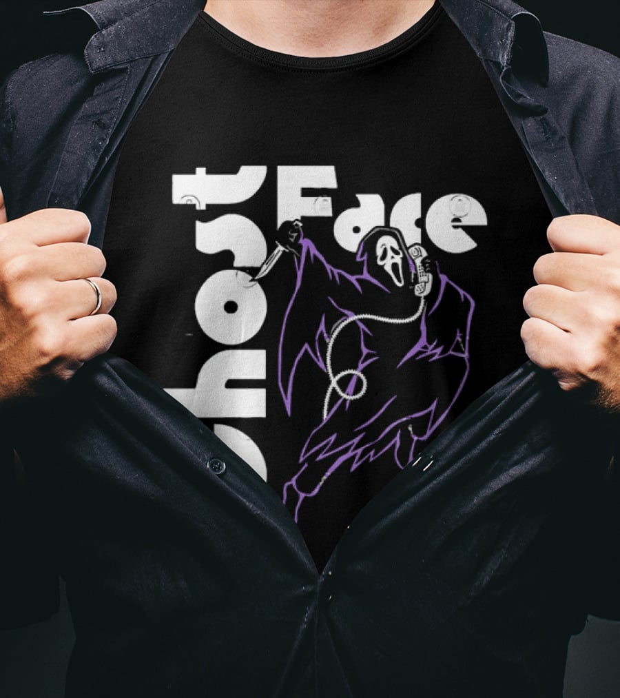 Ghost Face Horror Movie Scream Iconic Mask With Knife T-Shirt
