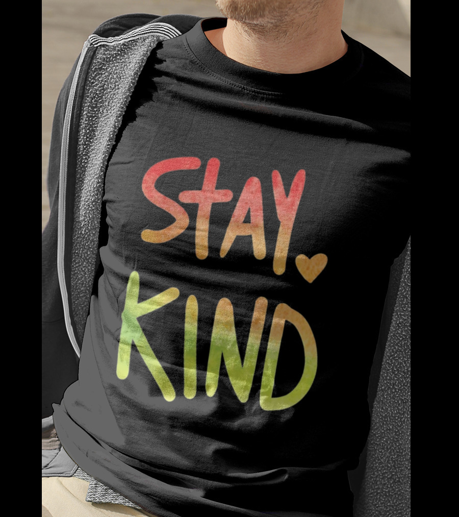 Stay Kind Watercolor Heart Inspirational Kindness T-Shirt