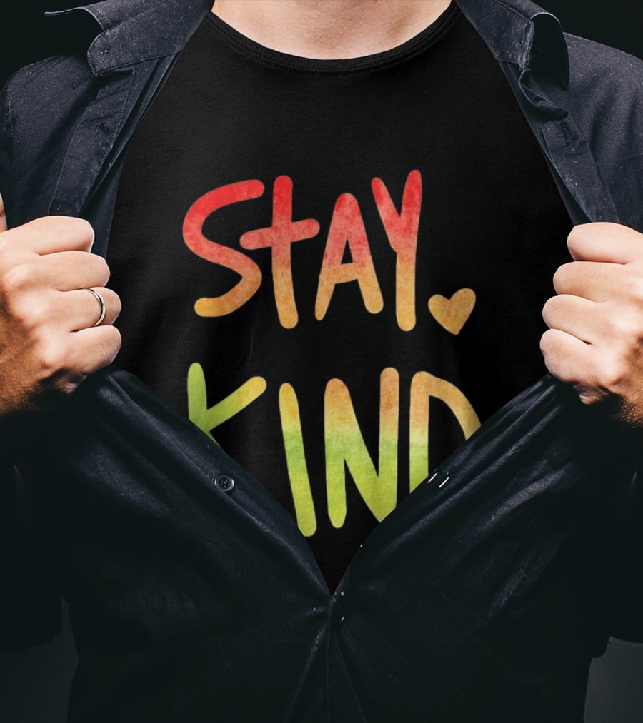 Stay Kind Watercolor Heart Inspirational Kindness T-Shirt