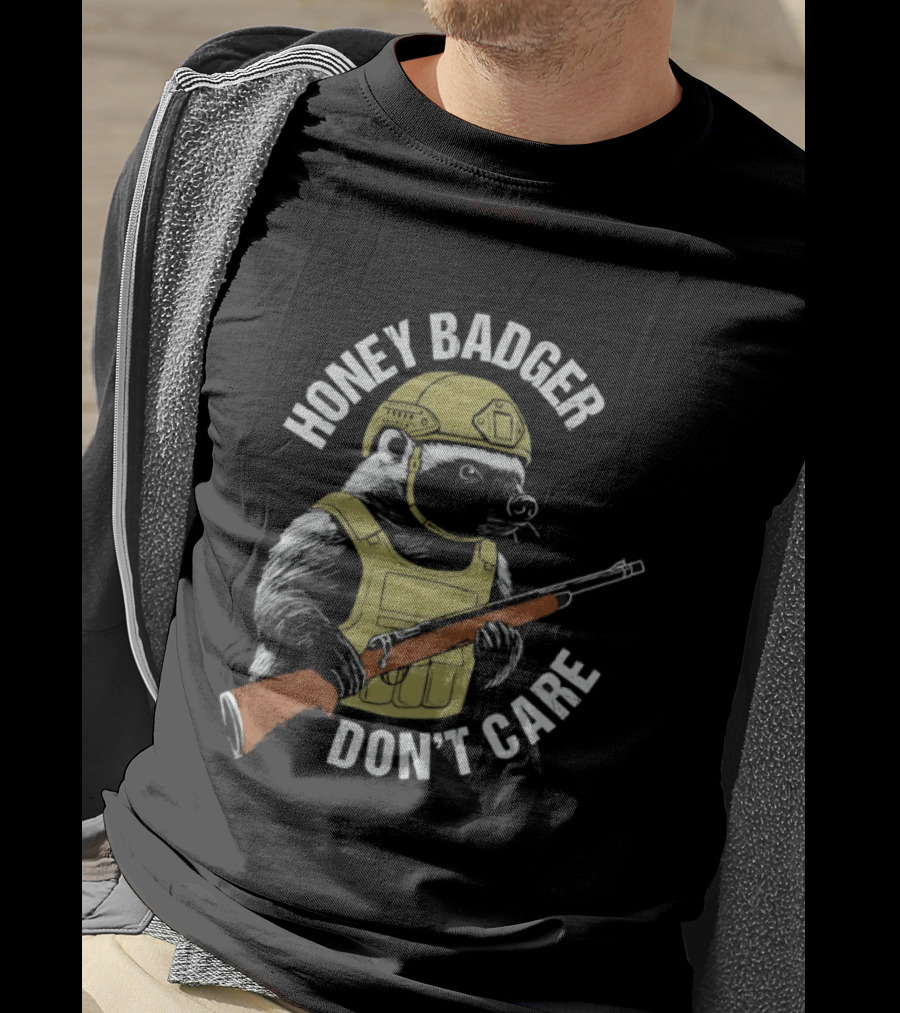 Honey Badger Don't Care Tactical Soldier Helmet Rifle T-Shirt