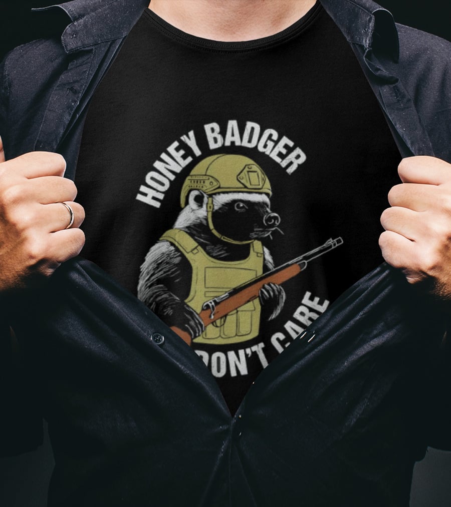 Honey Badger Don't Care Tactical Soldier Helmet Rifle T-Shirt