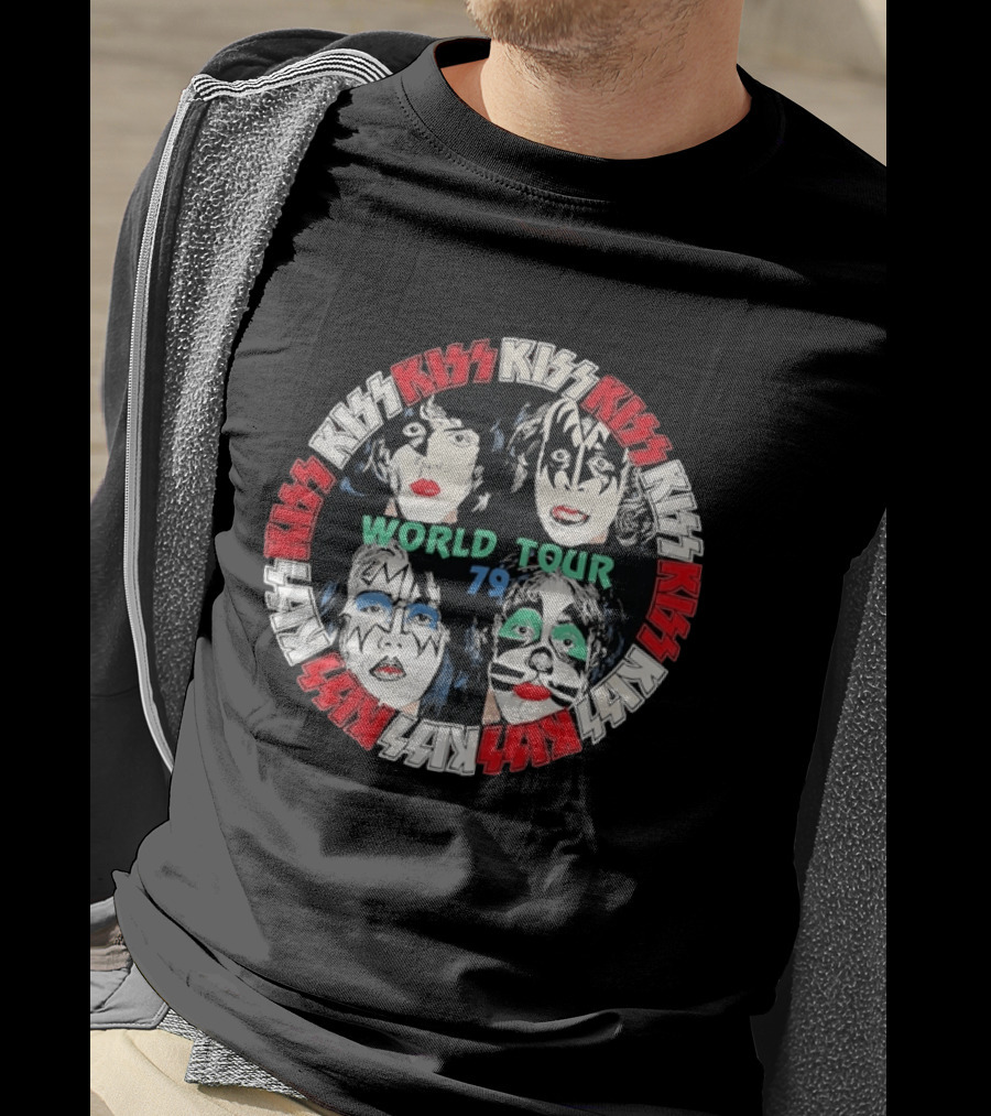 Kiss World Tour 79 Band Rock Music Vintage Concert теe T-Shirt
