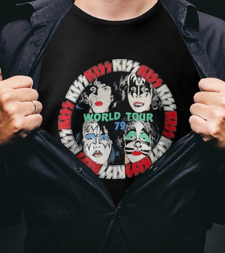 Kiss World Tour 79 Band Rock Music Vintage Concert теe T-Shirt