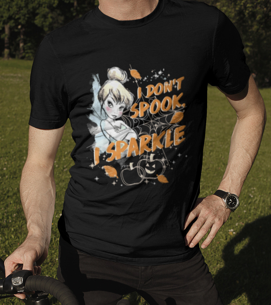 Tinker Bell I Don't Spook I Sparkle Halloween Spider Web Pumpkins T-Shirt