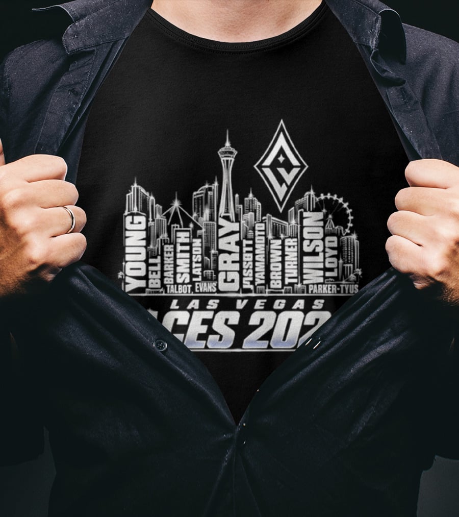 Las Vegas Aces 2026 Skyline Roster Names WNBA T-Shirt