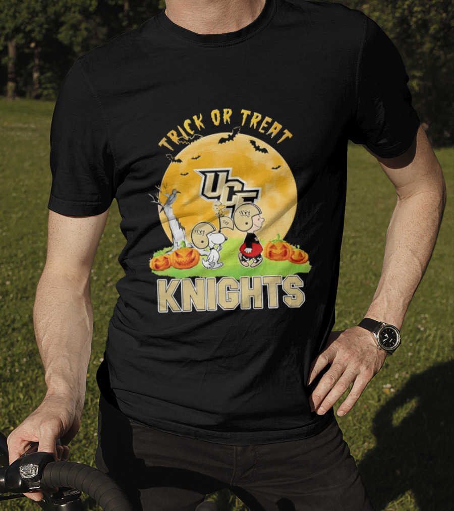 UCF Knights Trick Or Treat Halloween Snoopy Charlie Brown Woodstock Moon T-Shirt