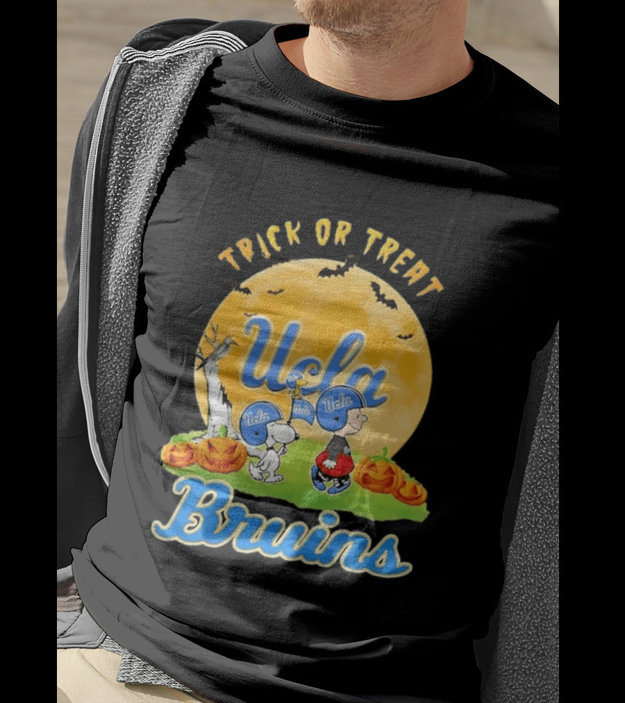 UCLA Bruins Snoopy Charlie Brown Woodstock Trick Or Treat Halloween Moon T-Shirt
