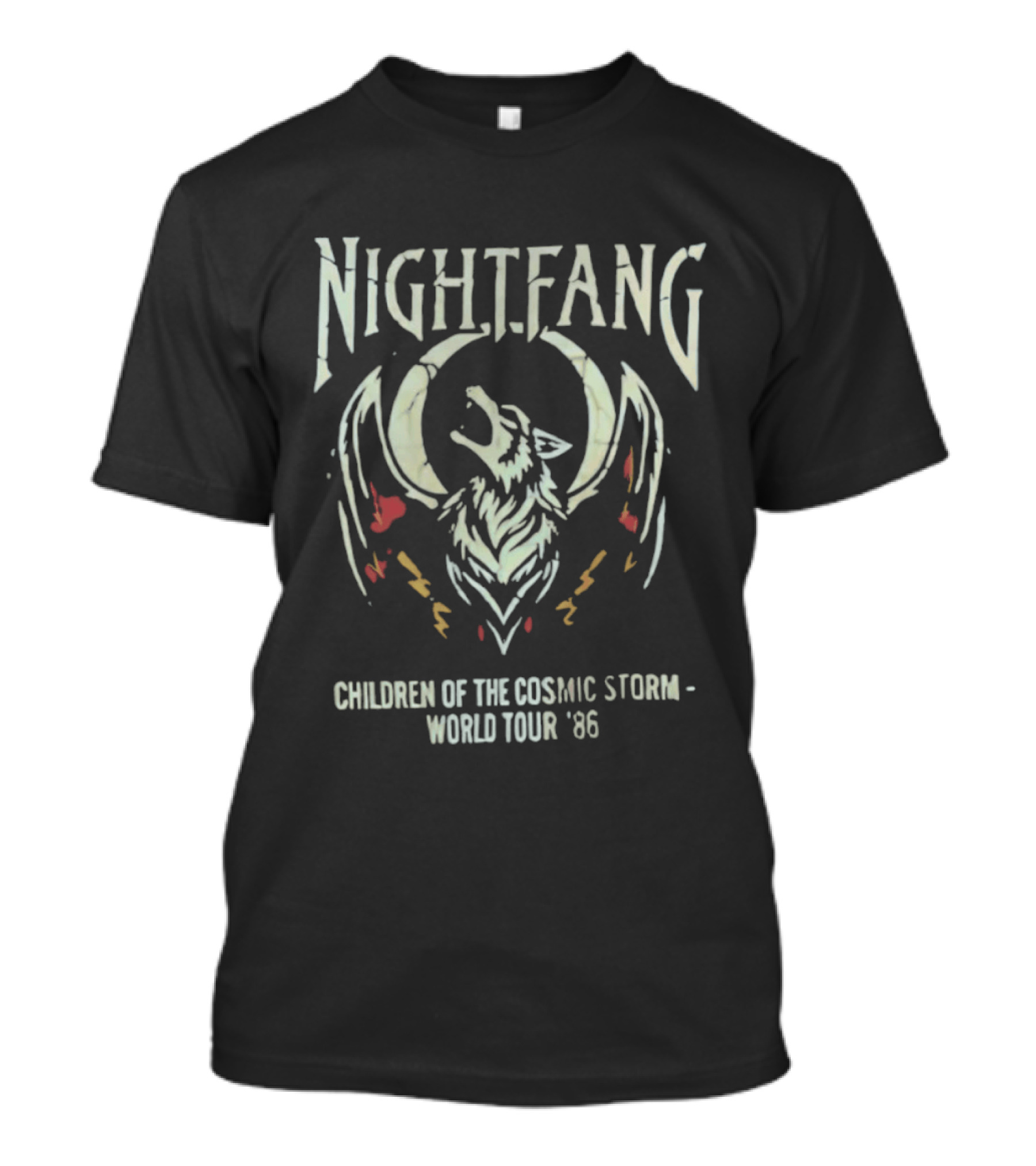 Nightfang World Tour '86 Children Of The Cosmic Storm Wolf And Wings T-Shirt