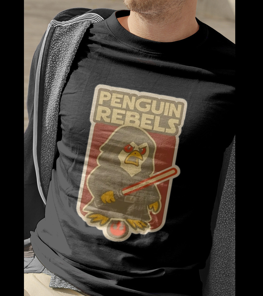 Penguin Rebels Star Wars Lightsaber Hooded Jedi Bird T-Shirt
