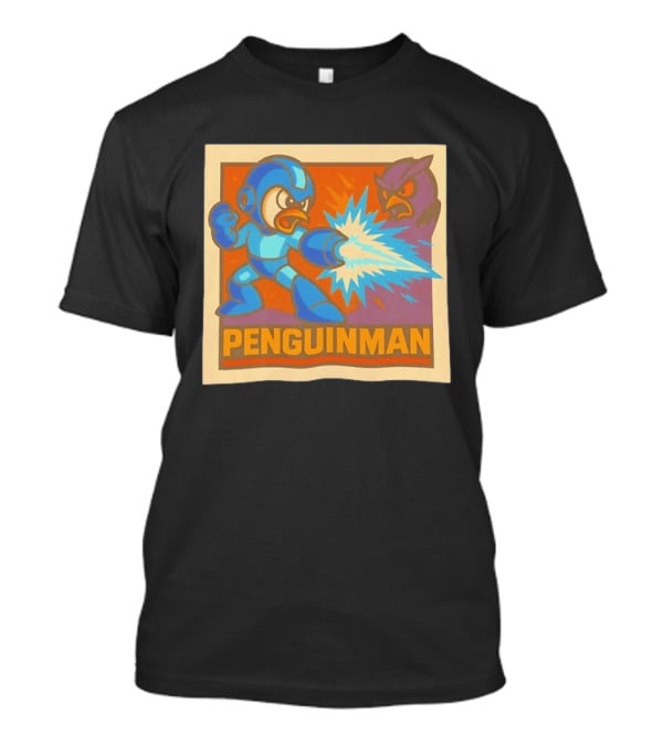 Penguinman Retro Video Game Character Vs Villain Showdown Mega Man T-Shirt