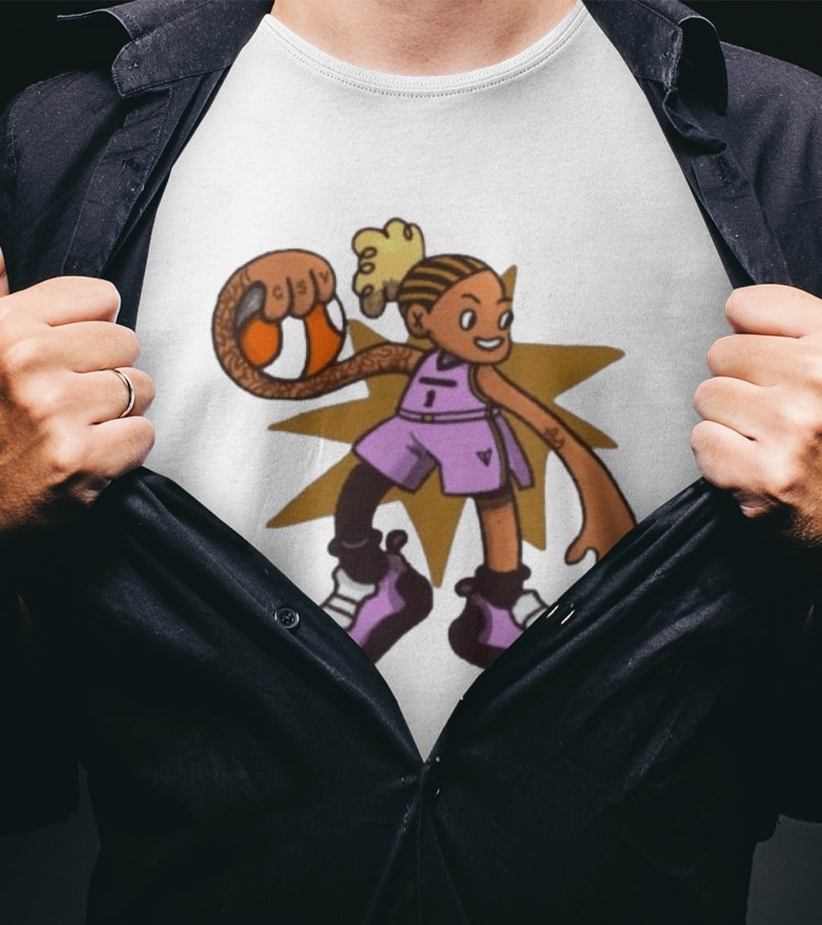 Gabby Golden State Valkyries No 1 CSV Cartoon Character With Basketball T-Shirt