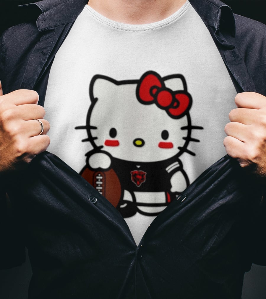 Hello Kitty Chicago Bears Football Cartoon T-Shirt