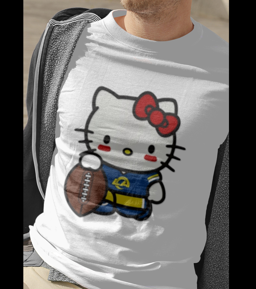 Hello Kitty Los Angeles Rams Football Fan Cartoon T-Shirt