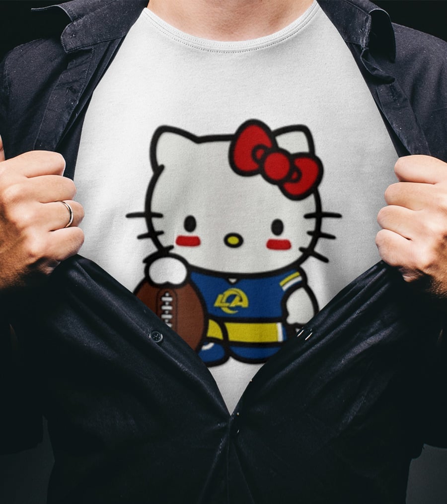 Hello Kitty Los Angeles Rams Football Fan Cartoon T-Shirt