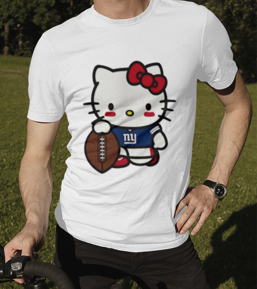 Hello Kitty New York Giants Football Cartoon Player T-Shirt